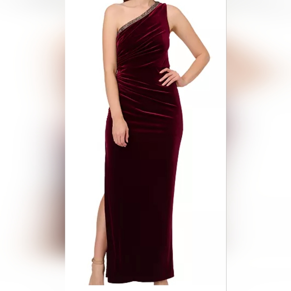 Burgundy velvet Gown by adrianna papell